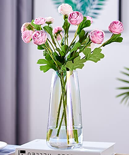 Aoderun Vase à Fleurs en Verre 22cm Vase Decoratif Centre de Table pour Décoration d'intérieur, Fait à la Main, Moderne(Arc-en-Ciel)