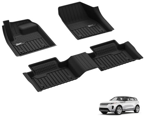 3W Fußmatten für Range Rover EVOQUE L551 2020-2025, TPE Allwetter Maßgeschneiderte Gummimatten für Range Rover EVOQUE 1. und 2. Reihen Komplettset Auto Fussmatten Zubehör, Schwarz Antirutschmatten