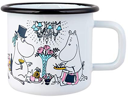 Mumin Tasse Date Night, Emaille, Weiß, 370ml, Mumins Geschirr für Kinder & Erwachsene