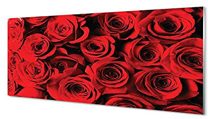 Tulup Glasbild - 125x50cm Wandbild Liebes Romantisches Dekorative für Wohnzimmer Schlafzimmer - Roses