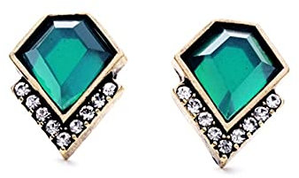 Gilieyer Pendientes de Botón Verde con Diamantes de Imitación de Vintage, Moda Art Deco Antiguo Boda Nupcial Graduación Pendientes Gancho Pendientes Colgantes Joyería para Mujer y Niña (Verde)