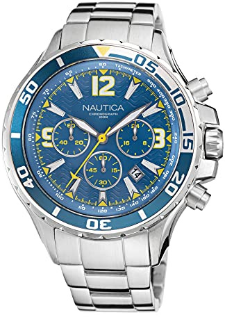 Nautica Men's Quartz Stainless Steel Strap, Silver, 22 Casual Watch (Model: NAPNSS219)