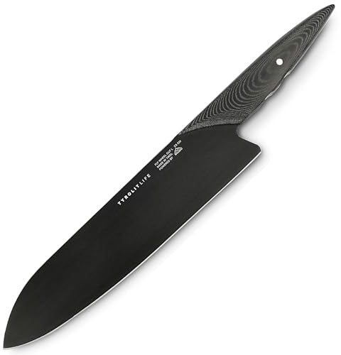 Tyrolit LIFE Fly Wheel Cut Kochmesser L, 23 cm extrem scharfe Klinge, Profi Messer, Küchenmesser für Fisch, Fleisch, Obst und Gemüse, Edelstahl Allzweckmesser, Schwarz - Made in Tirol
