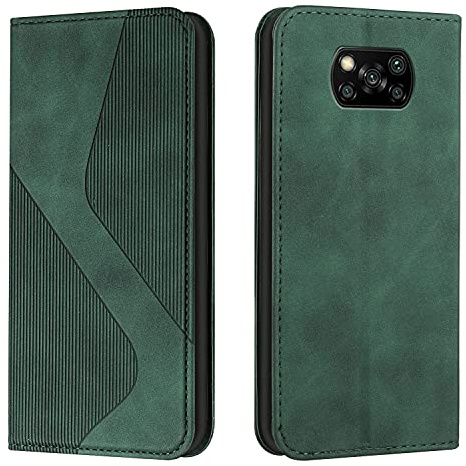 Mo-Somnus Kompatibel mit Xiaomi Poco X3/Poco X3 Pro/Poco X3 NFC Hülle, Magnet PU Leder Flip Wallet Case Handyhülle, Schutzhülle Xiaomi Poco X3/Poco X3 Pro/Poco X3 NFC Klapphülle (Grün)