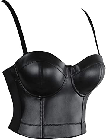 KUOSE Damen Punk Blumenspitze Bustier Korsett Party Bralet Crop Top Schwarz