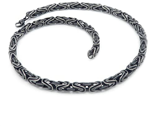 ANAZOZ Halskette Edelstahl Damen 55 cm, Kette für Anhänger Herren Königskette Schwarz 6mm Breit