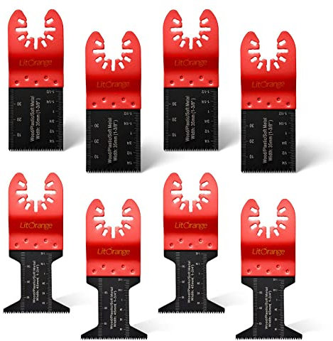 Litorange 8 Pcs 35mm 1-3/8 & 45mm 1-3/4 Soft Metal Wood Cutter Saw Blades Oscillating Multi Tool, Professional Universal Oscillating Saw Blades for Wood, Plaster, Plastic, Plastic Pipes Etc