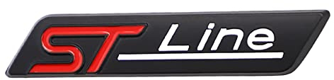1 Stück 3D Metall ST Line Aufkleber Autokopf Emblem Abzeichen Chrom Aufkleber für Die meisten Automodelle(schwarz-rot)