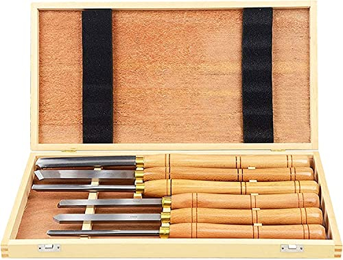OITTo 6-teiliges Holzmeißel-Set für HSS-Stahl-Drehmeißel-Set Drechselzubehör Drechselwerkzeuge mit Buchengriff in Holz-Aufbewahrungsbox für Profis oder Bastler Holzbearbeitung