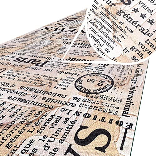ANRO Küchenteppich Küchenläufer Teppich Läufer Küche abwischbar rutschfest Design Newspaper 120 x 52cm