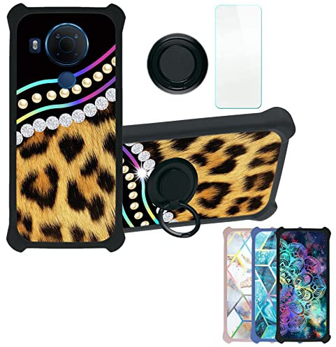 Aroepurt Hülle Für Nokia 5.4 hülle Kompatibel mit Nokia 5.4 Hülle Case Handyhülle Schutzhülle Cover [Mit 9H Härte HD Schutzfolie] PC + Silikon Ständer IMDH-ZBW
