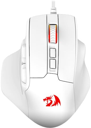 Redragon M806 Bullseye Mouse da gioco, 7 pulsanti programmabili Wired RGB Gamer Mouse con impugnatura ergonomica naturale, software supporta chiavi fai da te e retroilluminato, bianco