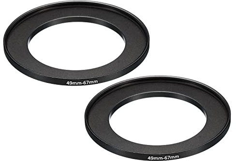 PATIKIL 49mm-67mm Metal Step Up Ring, 2 Pack Camera Lens Filter Adapter Ring Aluminum Filter Adapter Ring for Camera Lenses Hood, Black