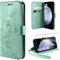 ivencase Handyhülle für Samsung Galaxy S23 FE 5G Hülle mit 1 Stück Hartglas Schutzfolie, Flip Lederhülle Tasche Case Magnet Kartenfach Schutzhülle für Samsung S23 FE (Hellgrün)