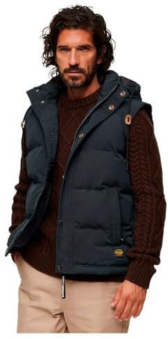 Superdry Herren Everest Hooded Puffer Gilet Jacke