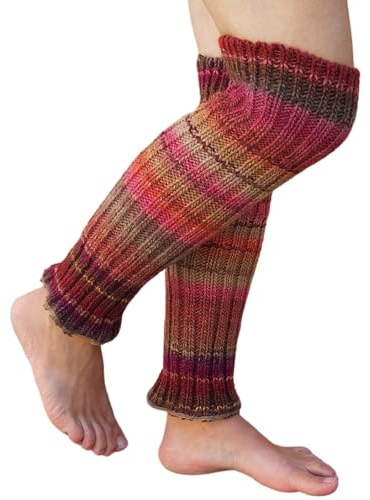 Wollblüte Beinstulpen gestrickt // Overknees Stulpen Damen - Herren - Kinder // Beinwärmer im trendigen Design (rot/braun)