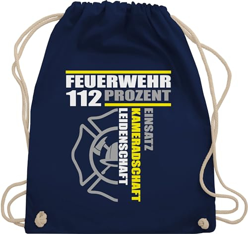 Shirtracer Turnbeutel Rucksack - Taschen - Feuerwehr 112 Prozent Einsatz Kameradschaft Leidenschaft I Freiwillige Feuerwehr Geschenk - Unisize - Navy Blau - feuerwehrgeschenke beutel feuerwehrfrau
