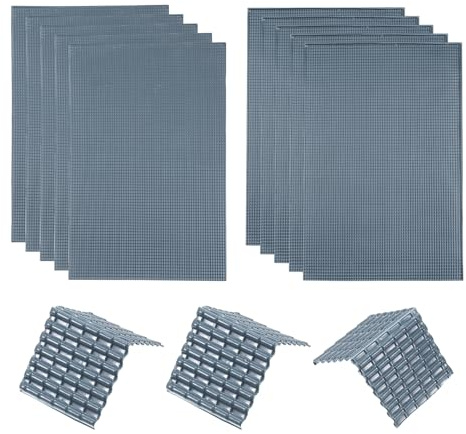 sourcing map Miniatur Dachziegel PVC Modell Dachziegel Mini DIY Ziegel Modellbau-Set für Modellbau Puppenhäuser Garten Sandtisch 29,5x19,5cm/1,16x0,76 Dunkelgrau Packung mit 10, 1:75