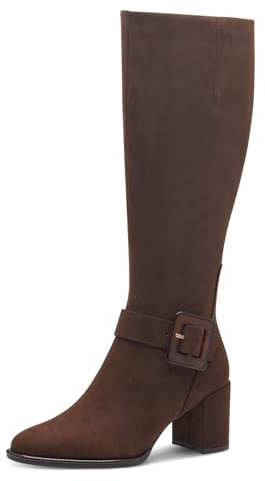 MARCO TOZZI Damen Hohe Stiefel mit Absatz Vegan mit Schnalle, Braun (Cafe Comb), 36 EU