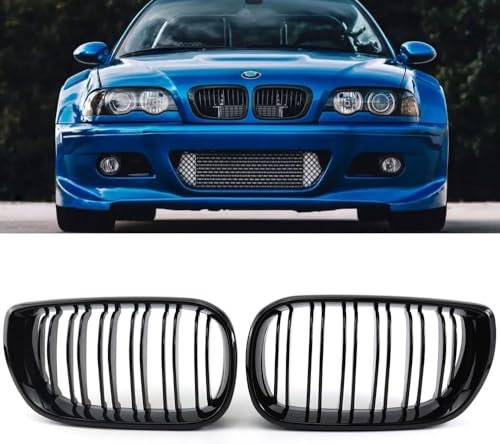 Gloss Black Kühlergrill für 3 Series E46 320i 328i 2002-2005 4 Door Sedan Nieren Doppel Bar Front Grille