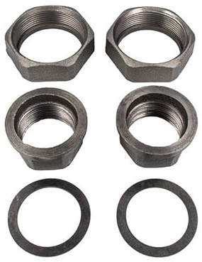 tecuro Pumpenverschraubungs-Set 1 1/4 Zoll IG x ÜWM 2 Zoll, inkl. Dichtung, Temperguss schwarz