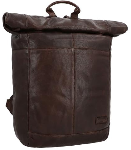 Gusti Rolltop Leder - Joy Damen und Herren Kurierrucksack Rucksack Lederrucksack Vintage Cityrucksack Outdoorrucksack Laptoptasche Unirucksack Wanderrucksack Braun Leder