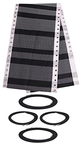 Duiaynke Hitzebeständiger Ersatzstoff für Liegestuhl, langlebig, Ersatztuch, Liegestuhl, für Outdoor, Hinterhof, Terrasse, Rasen, Camping, Indoor (Schwarz Grau + Seil)