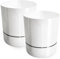 PECZEKO Pot de Fleurs Brillant, Pot de Fleurs en Plastique, Pot de Fleurs décoratif pour Grandes et Petites Fleurs, Lot de 2 Pots de Fleurs, Pots de Fleurs, Pots pour Herbes, (2 pièces) Blanc, ø 25 cm