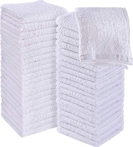 Utopia Towels -Set de Gants de Toilette (Lot de 60 - Blanc) -100% Coton filé à l'anneau, Serviettes de Toilette 30 x 30 CM, Debarbouillette très absorbants-Petite Serviettes
