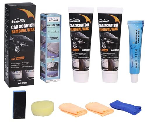Realjoy Auto-Kratzer-Reparaturpaste,2Stück Kratzer-Reparatur Wachs+1Stück Glasölfilmentferner für Auto,Autolack Reparatur Polieren Paste,Auto Kratzerentfernungs,Auto-Kratzer-Entferner für Entfernung