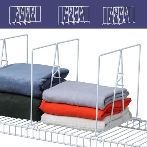 ziroland 12 weiße Draht-Regal-Trennwände – Schrankregal-Organizer – einfach zu installierender Regalteiler für Speisekammer/Garage und mehr – kein Werkzeug – PE-Beschichtungsstahl – geeignet für 30,5