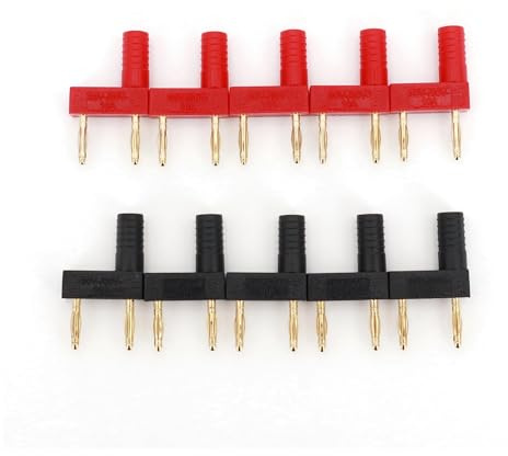 10Pcs Spacing 12mm Gold Plated 2mm Male Plug To Female Jack Jumper Connector CZAOINCU(Nero)