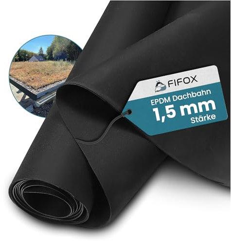 FIFOX - Langlebige EPDM Dachfolie für Carports und Gartenhäuser - Stärke 1,5 mm - 1,5 m x 7 m/EPDM Folie schwarz zur Dachabdichtung/Dachfolie wasserdicht