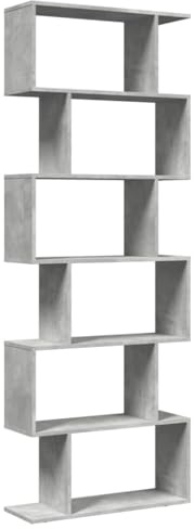 vidaXL Raumteiler-Bücherregal 6 Etagen Betongrau 70x24x193 cm