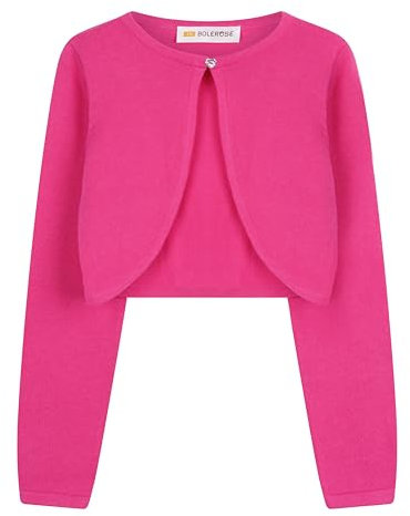 Bolerose Ragazze Lungo Cardigan Bambini Bambini Bolero Coprispalla (Rosa Fucsia, 13-14 Anni)