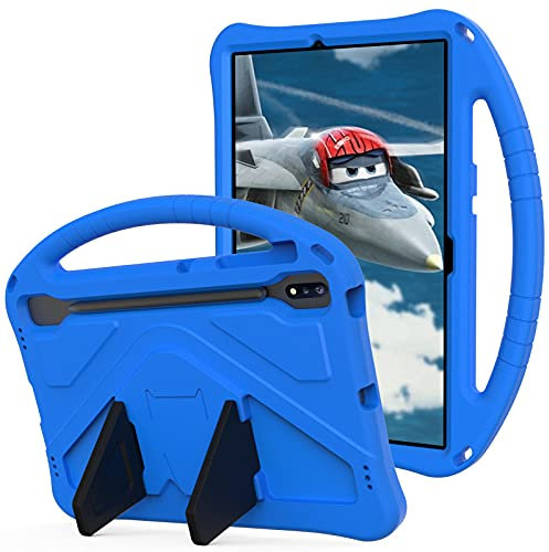 Kids Case for Samsung Galaxy Tab S10 Ultra 2024/ S9 Ultra 14.6 Inch 2023/Tab S8 Ultra (2022) Kids-friendly Protective Cover with S-Pen Holder Handle Stand Lightweight Shockproof Cover Blue