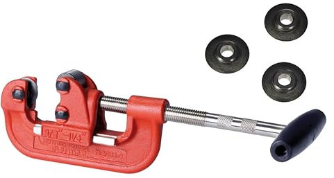 ROTHENBERGER Industrial Stahlrohr Abschneider + 3x Ersatzschneidrad | Stahlrohrschneider | Rohrschneider zum exakten Abschneiden von Stahlrohren | Ø 10 mm - 42 mm (1/8 - 1 1/4)