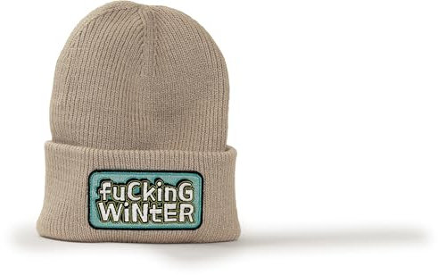 minifan Outdoor Strickmütze: Fucking Winter Kalt - Beanie Männer Frauen Mütze Wintermütze Herbst Wald Natur Klettern Outdoor Wandern Geschenk für Herren Damen Coole Ski Mütze (Natural Stone)