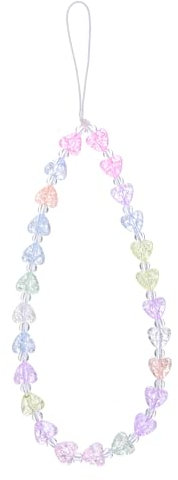 Mabor Handykette Perlen,Handyanhänger Kette Herzform Phone Charm Universal Handy Schmuck Taschen Anhänger Schlüsselanhänger Handyhüllen Zubehör Damen Mädchen Cute Keychain Anhänger Taschen