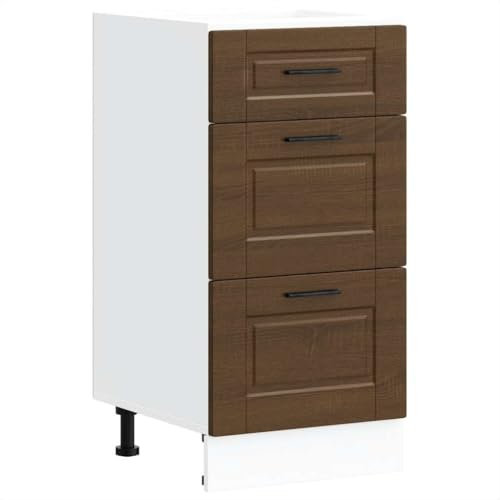vidaXL Kitchen Cupboard/Base Cabinet Porto - Engineered Wood Sink Unit with Adjustable Feet - Brown Oak - 40x46x81.5 cm