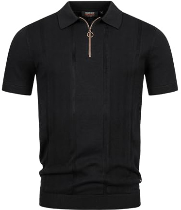 Indicode Herren INSago Poloshirt mit Reißverschluss | Herrenpoloshirt Polokragen Baumwollshirt Black, XXL