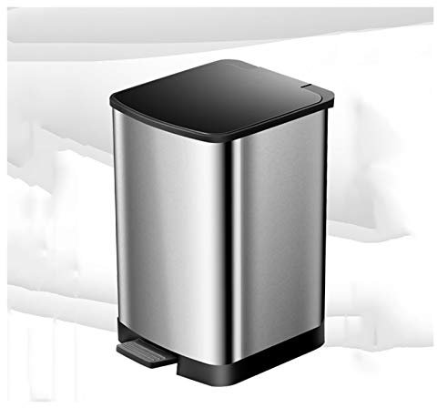 Garbage Recycling Bin Creative Kitchen Stainless Steel Pedal Trash Can Household Trash Can with Lid Simple Pedal Garbage Bin for Kitchen, Office, Home Kitchen Trash Can