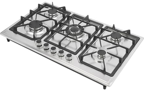 Gasherd,5-Flammig Gaskochfeld,Multi-Brenner-Design,Unabhängige Temperaturregelung,Elektronische Impulszündung,Edelstahl,Für Restaurants,Große Familien
