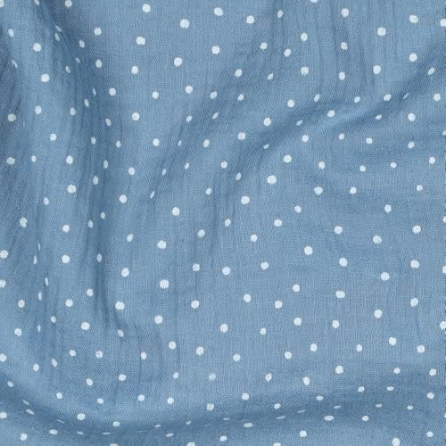 MAGAM-Stoffe Paul Musselin Mulltuch Kinder Baumwollstoff Oeko-Tex Meterware 50cm (Pünktchen hellblau)