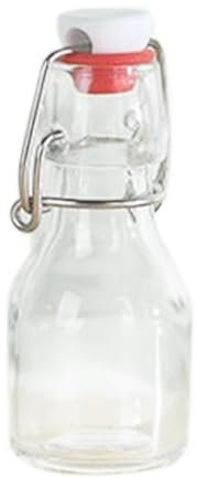 Mini Flip Top Glass Bottle with Stoppers Decorative Swing Bottles Lids Kraft Round Stickers for Homemade Extract Wedding Themed Party Food Organization (Clear, 11.4cmX4.5cm)