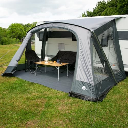 your GEAR Positano 400 - Toldo para caravana con 4 ventanas y puerta grande, protección UV 50+ con varillas de aluminio