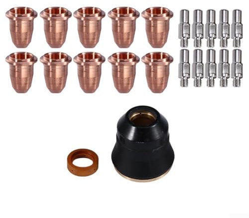 ComfyHarbor PT-40/PT-60/PTM-60 Plasmaschneider-Verbrauchsmaterialien-Set (22 Stück) – Kupferdüsen und Elektroden 0,8 mm für Plasmaschneidbrenner, inklusive Wirbelring und Abdeckung