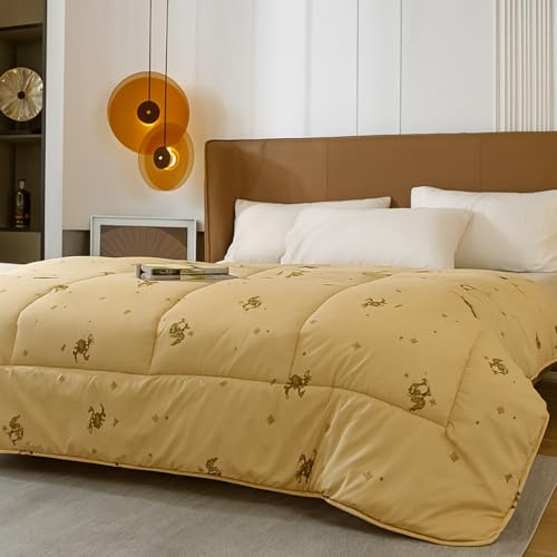 Moja Devica Kamelhaar Bettdecke, 100% Kamelhaar Luxuriöse Ganzjahresdecke (Queen Size, 200x230cm, 4kg), 1000 g/m2