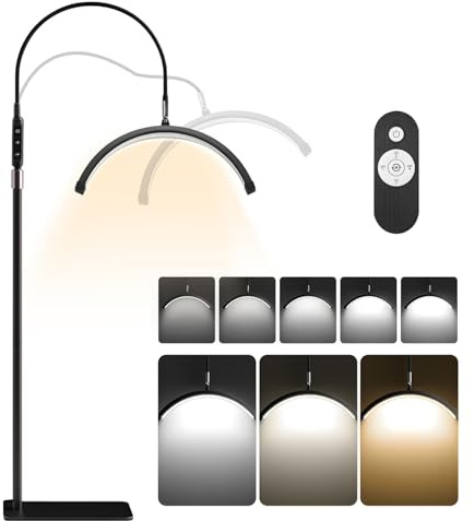 Half Moon Light, Lash Light for Eyelash Extension 360° Half Moon Lamp 3 Color Modes Beauty Floor Standing Lamp Dimmable Esthetician Ring Lamp LED Light for Skincare/Tattoo Artists/Nail/Eyebrows