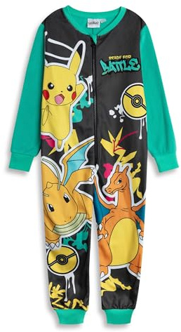 Pokémon Pikachu Charizard Dragonite Boys Multicoloured Zip-Up Onesie | Long Sleeve Microfleece Sleepwear & Loungewear | Pokemon Merch